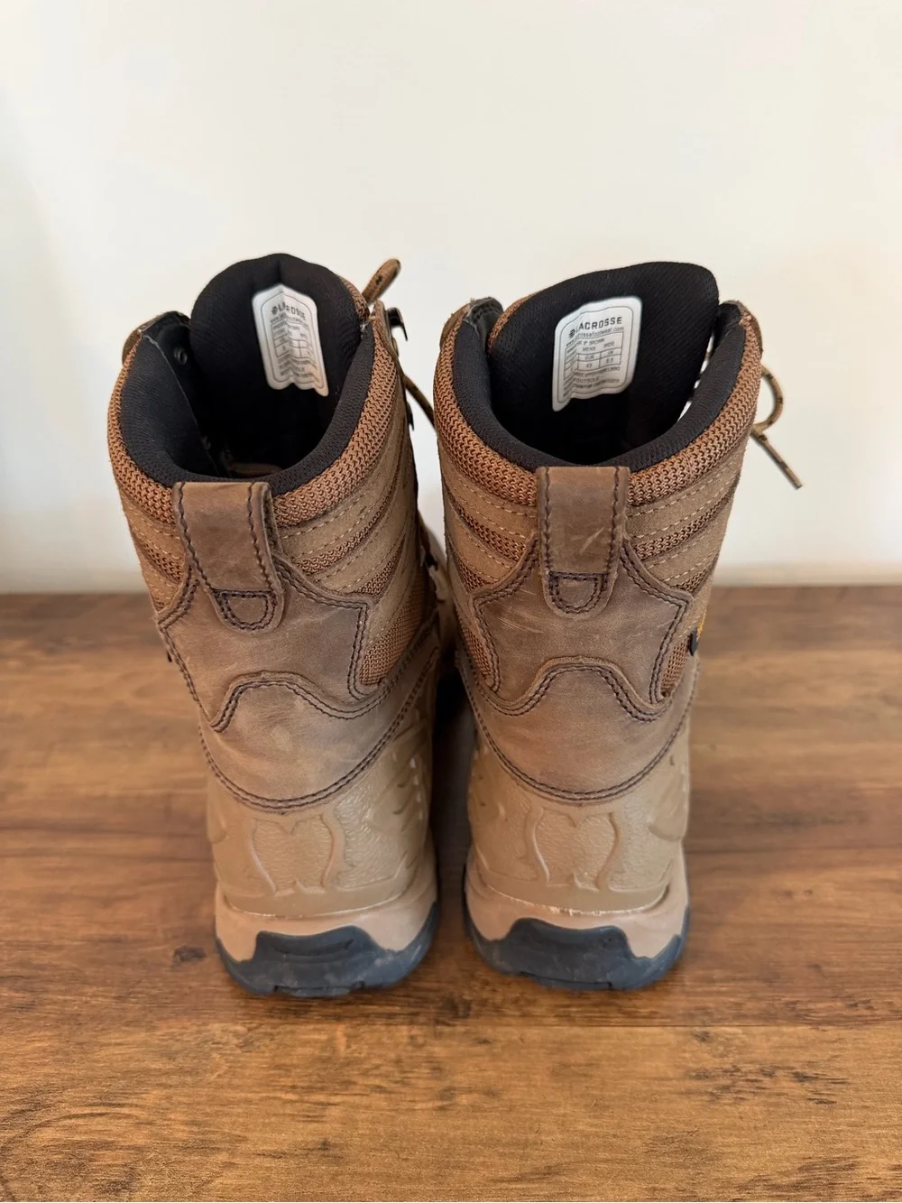 LaCrosse Brown Men's Lace-Up Waterproof Hunting Boots with Yellow Logo